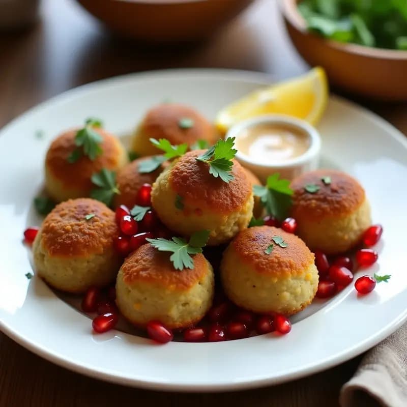 Falafel de Habichuelas con Salsa de Tahini y Granadas: Receta Libanesas Crujiente en Airfryer