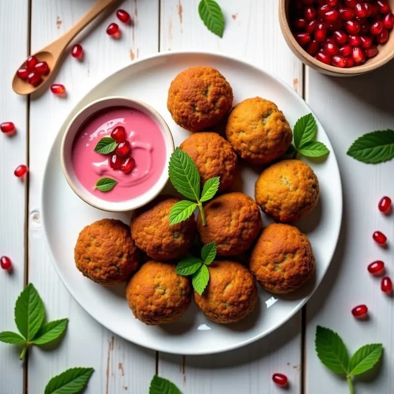 Falafel al Horno con Salsa de Granados y Menta: Aperitivo Libanes Keto y Sin Gluten