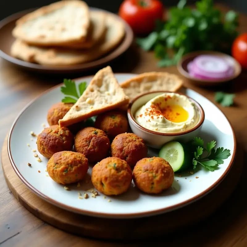 Falafel al Horno con Hummus y Pan de Pita Integral: Receta Líbanesa Sin Fritura