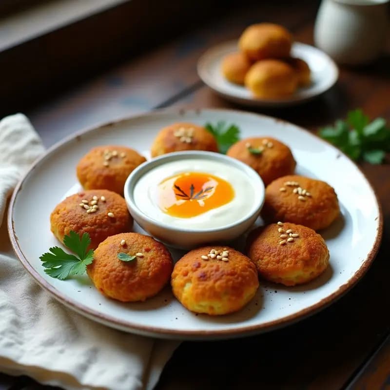 Falcafel al Horno con Salsa de Yogur de Soja y Granadilla: Entrante Libanés Keto