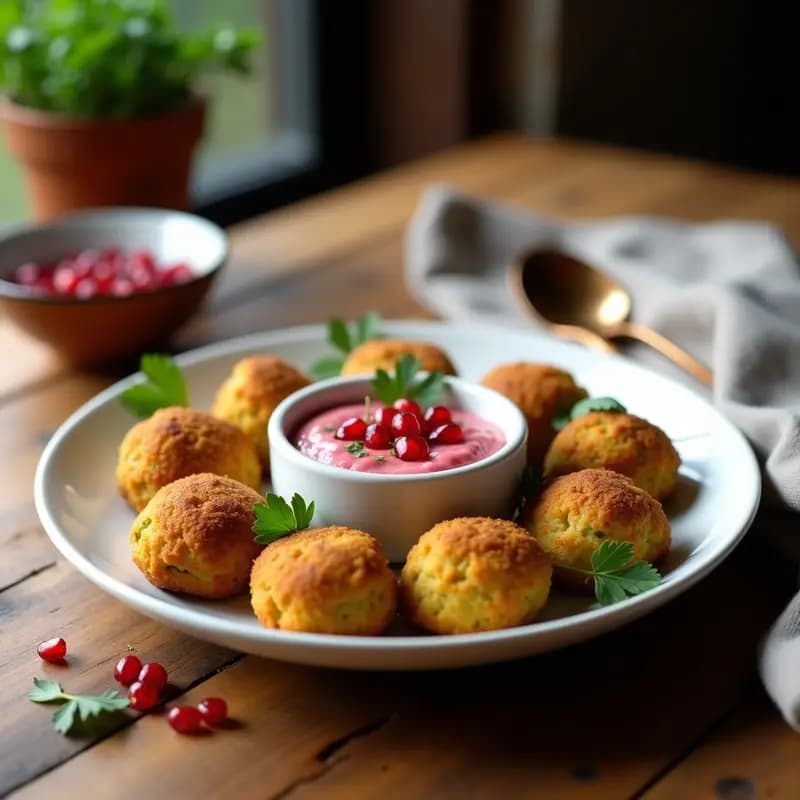 Falafel al Horno con Salsa de Granado: Receta Libanes Crudivegana Sin Aceite