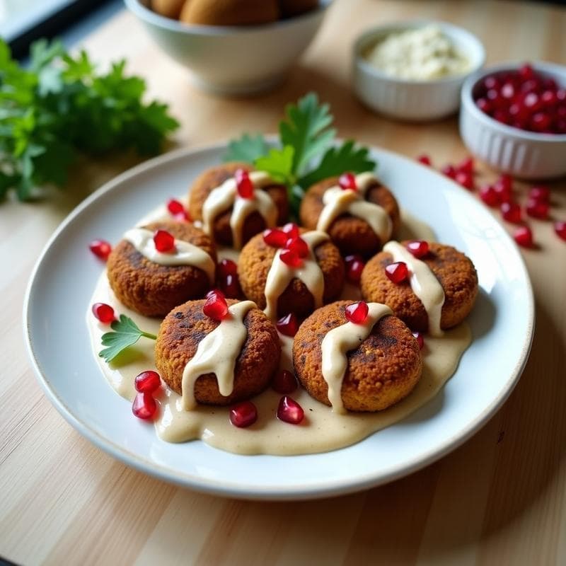 Falafel al Horno con Salsa de Tahini y Granado: Receta Vegana y Crujiente en 30 Minutos