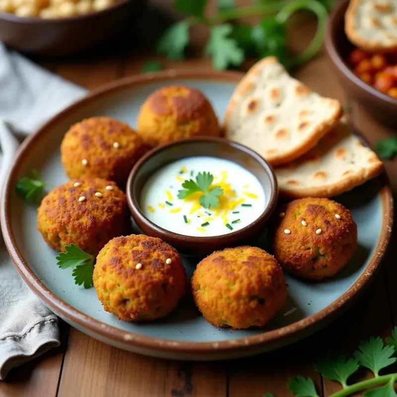 Falafel al Horno con Salsa de Yogur y Pita Integral: Receta Libanesa Vegana