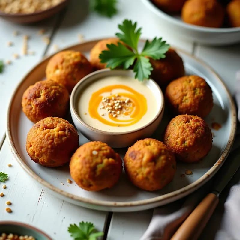 Falafel al Horno con Salsa de Tahini y Granadilla: Receta Árabe Keto y Sin Harina