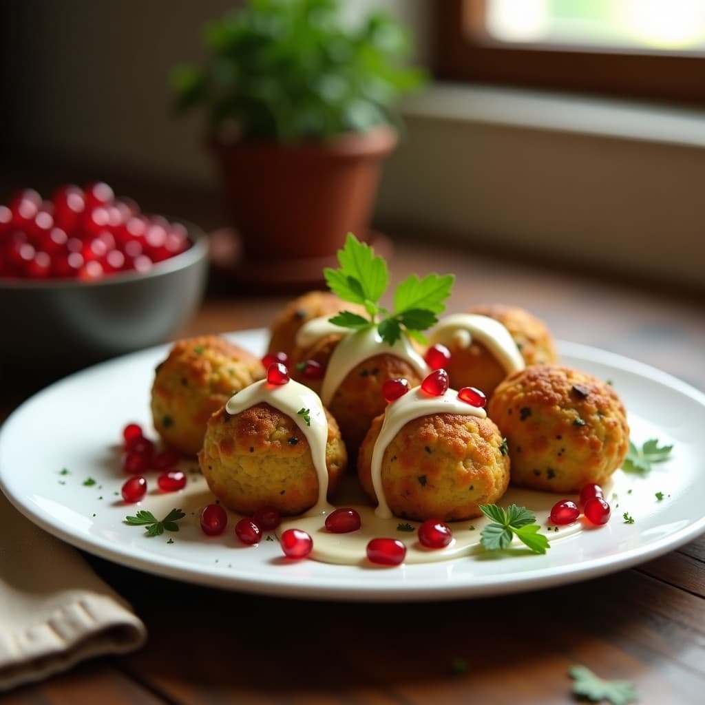 Bolitas de Falafel al Horno con Tahini y Granada: Receta Árabe en Airfryer Sin Aceite