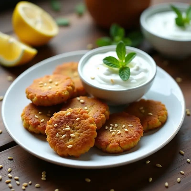 Falafel al Horno con Salsa de Yogur y Menta: Receta Mediterránea Keto con Harina de Garbanzo