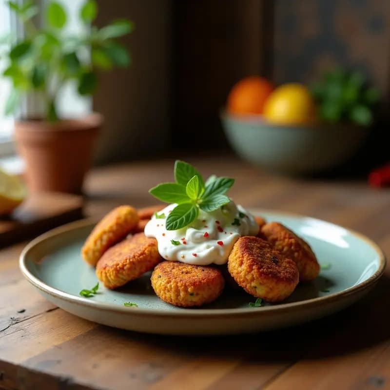 Falafel al Horno con Salsa de Yogur y Pimentón: Aperitivo Árabe Sin Fritura y Keto