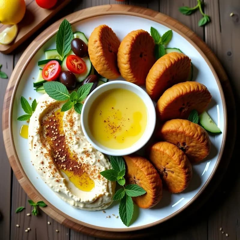Feast de Falafel con Hummus y Tahini: Plato Completo Vegano y Sin Gluten