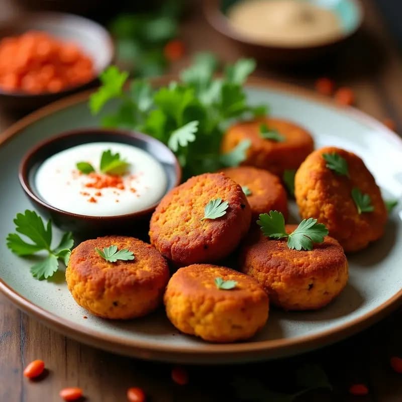Falafel de Lentejas Rojos con Salsa de Yogur de Soja: Receta Libanesa en Airfryer y Sin Gluten