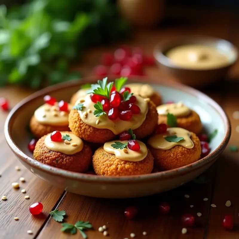 Falafel de Lentejas Corail con Tahini y Granada: Receta del Medio Oriente en Airfryer