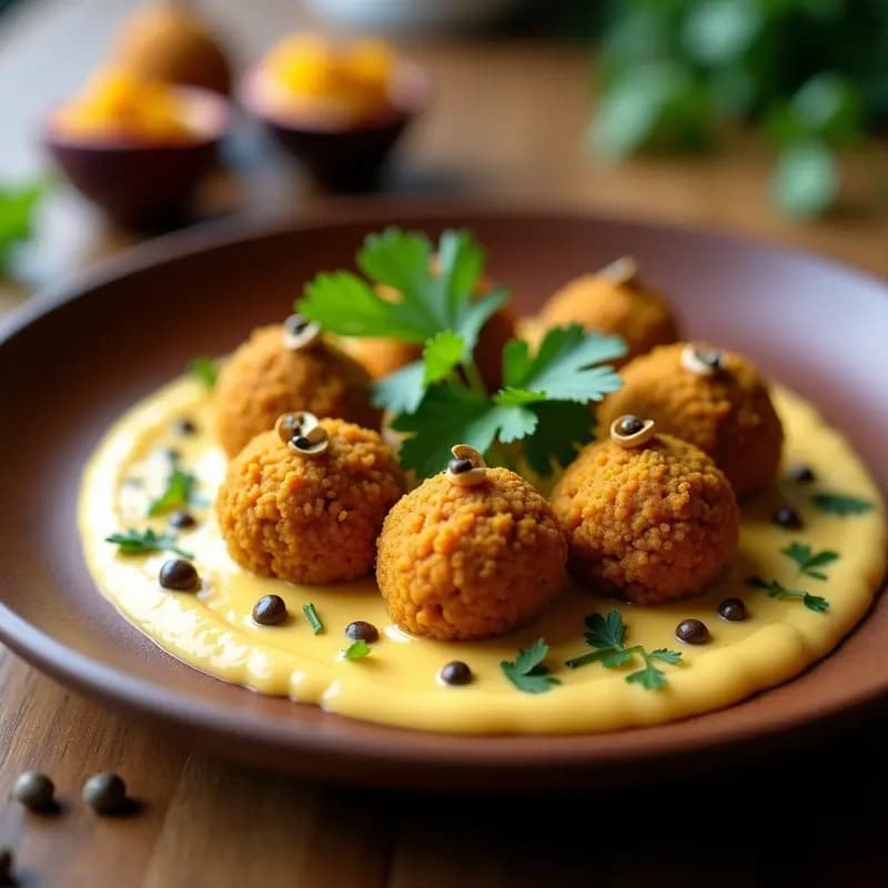 Falafel de Lentejas Corail con Salsa de Yogur de Soja y Granadilla: Receta Egipto-Sudafricana