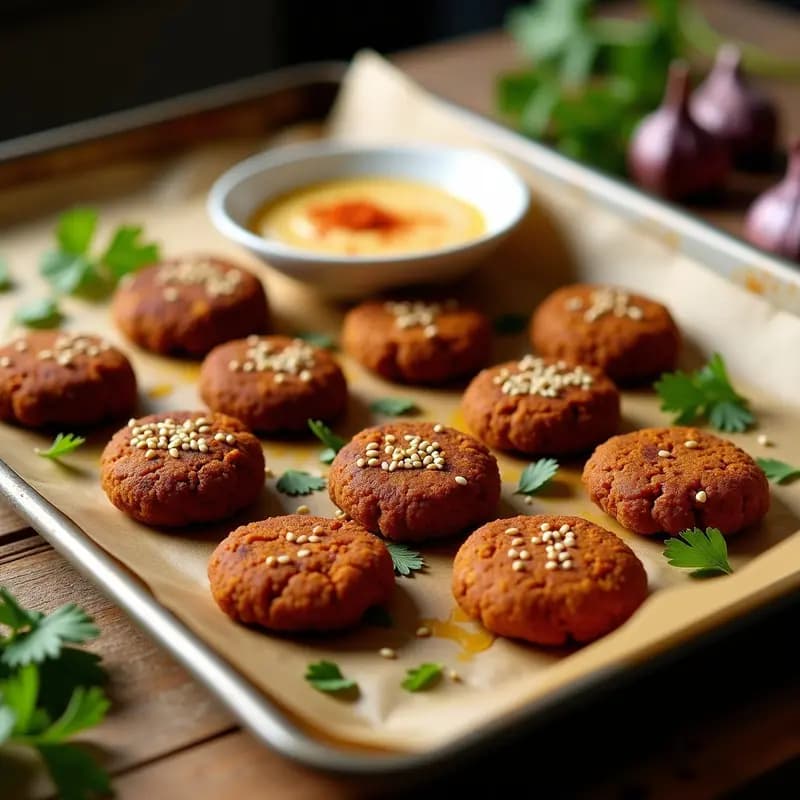Falafel de Lentejas Rojas y Ajo Negro: Croquetas Árabes Crujientes en Horno