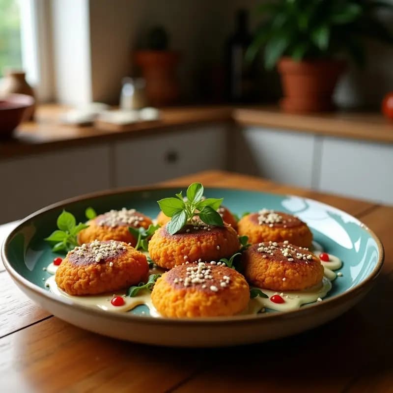 Falafel de Lentejas Rojas al Horno con Tahini de Ajo: Aperitivo Mediterráneo Sin Freír