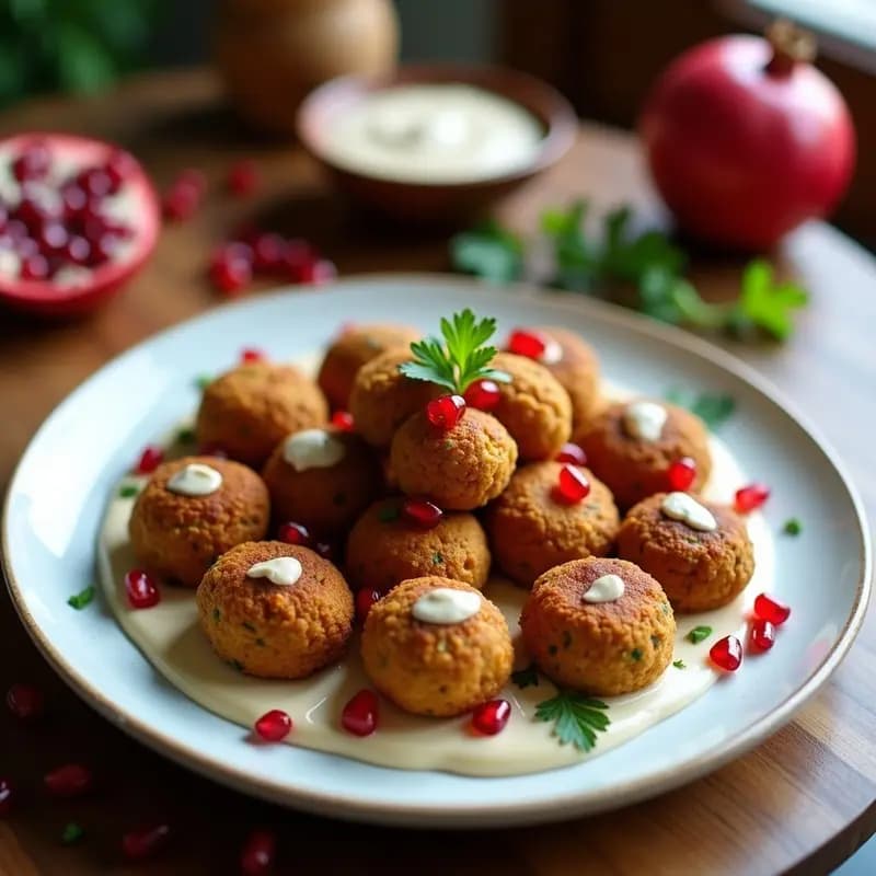 Falafel de Lentejas Rojas con Tahini y Granadas: Receta Egipcia Sin Gluten en Airfryer