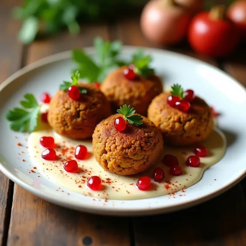 Falafel de Lentejas Rojas con Tahini y Granadas: Entrante Libanés Keto