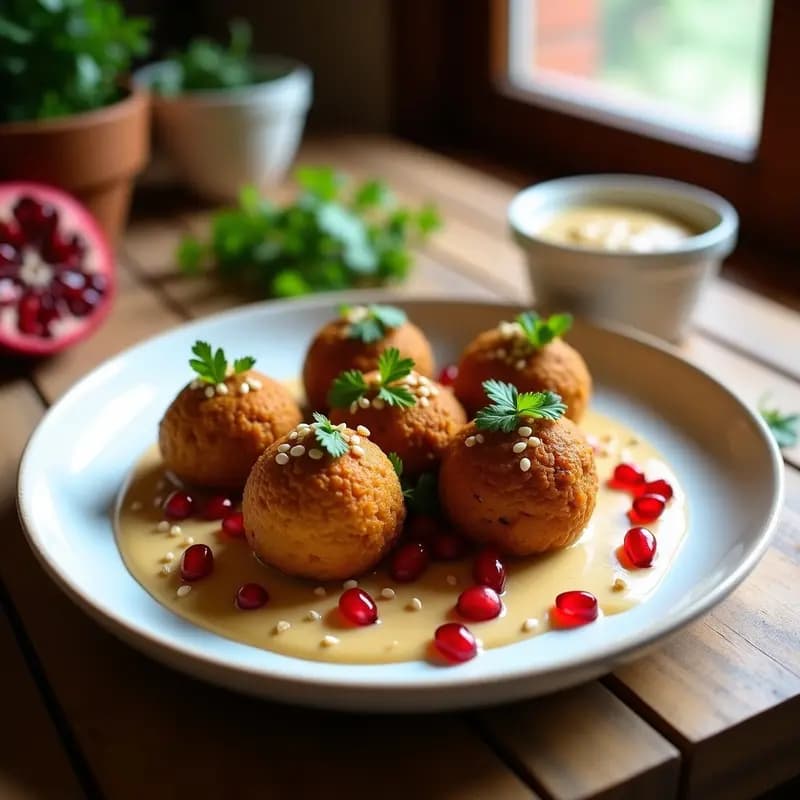 Falafel de Lentejas Rojas con Tahini y Granadina: Receta Libanesa Alta en Proteína y Sin Horno