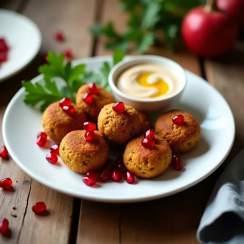Falafel de Lentejas Rojas con Tahini y Granados: Aperitivo Medio Oriental en Airfryer