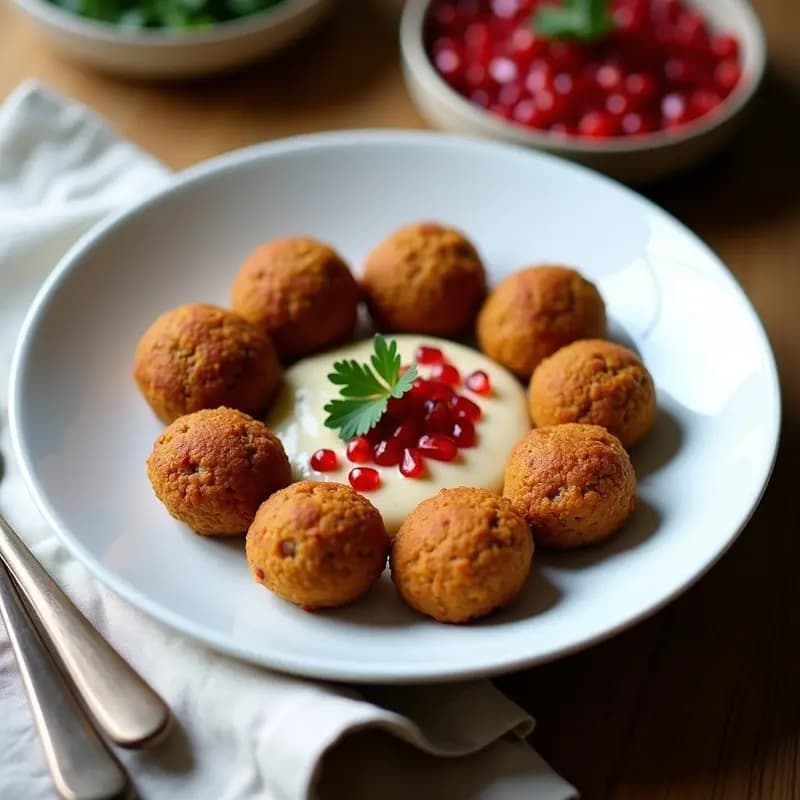Felafel de Lentejas Rojos con Tahini y Granada: Versión Libanesas Sin Garbanzos