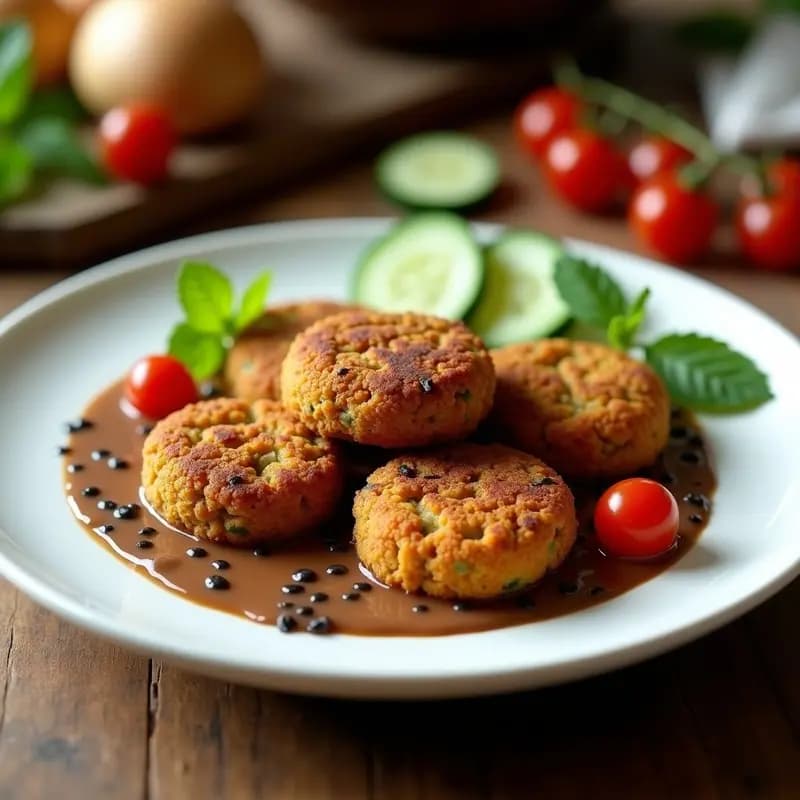 Falafel de Lentejas Rojas con Tahini de Sésamo Negro: Receta Libanesas Crujiente en Airfryer