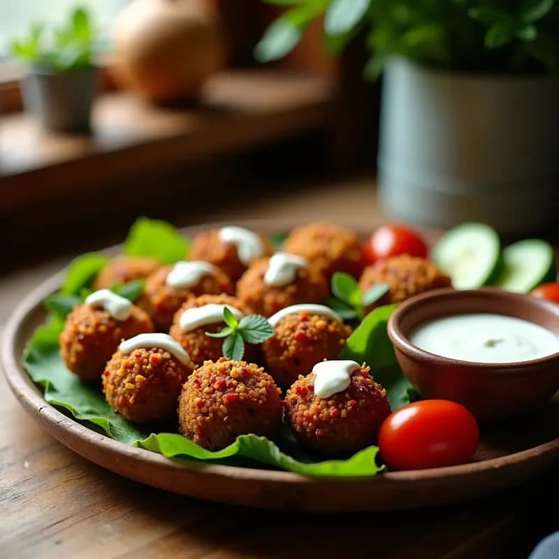 Falafel de Lentejas Rojas al Horno con Salsa de Yogur: Receta Egipcia Sin Aceite