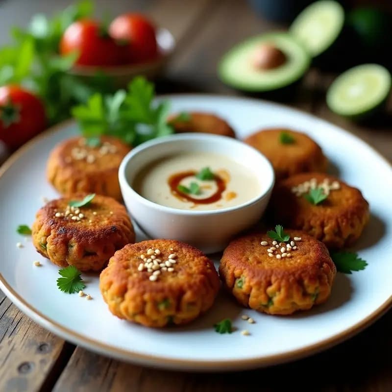 Falafel de Lentejas Rojos con Salsa de Ajo Negro: Receta de Oriente Medio en Airfryer