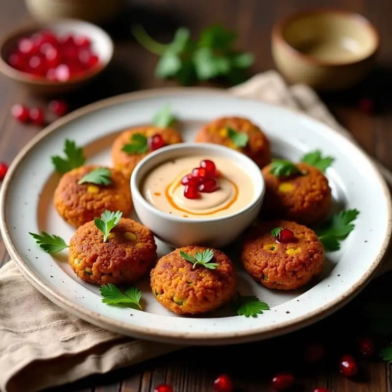 Falafel de Lentejas Rojos con Salsa de Tahini y Granada: Receta Libanes Sin Gluten