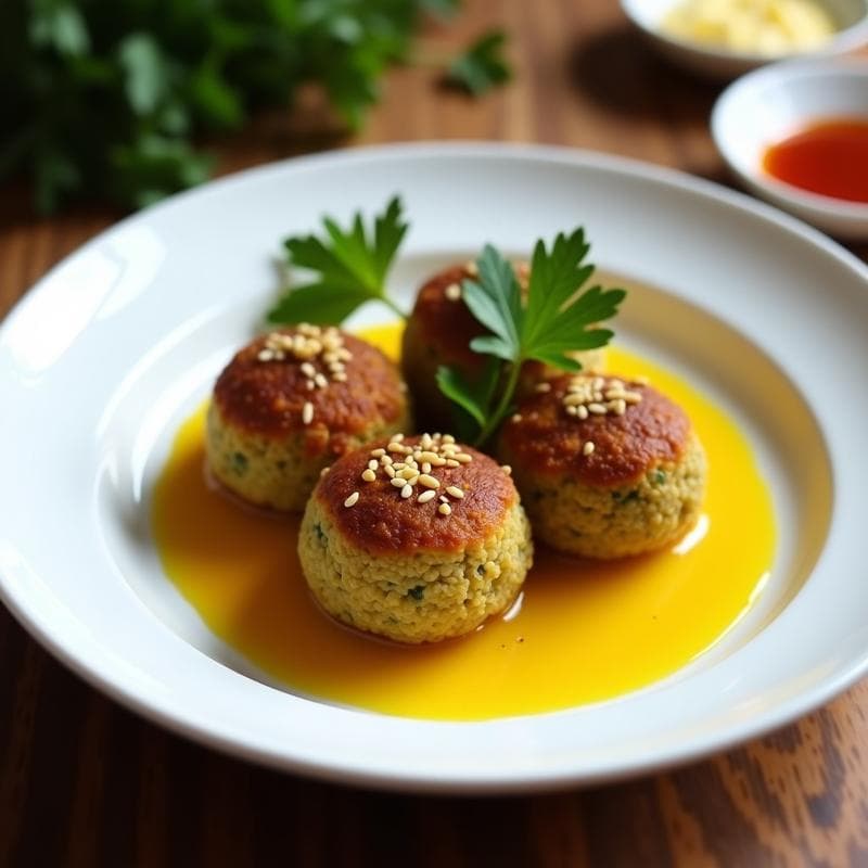 Falafel de Lentejas Sériejas con Salsa de Azafrán: Receta Aragón Vegana en Thermomix