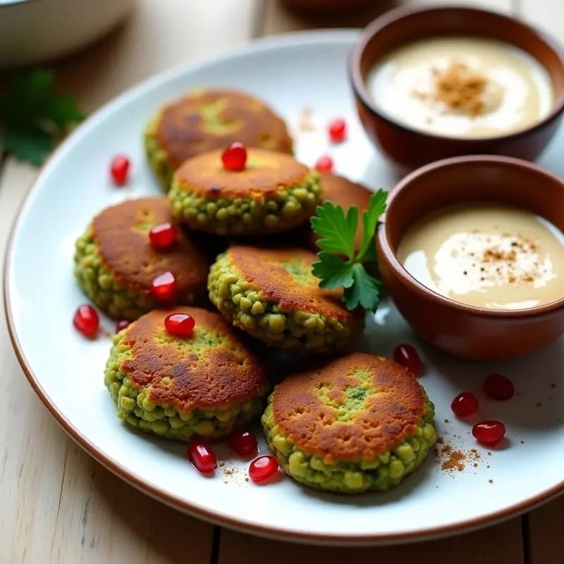 Falafel de Lentejas Verdes con Salsa de Tahini y Granadita: Receta Líbano Vegana en Airfryer
