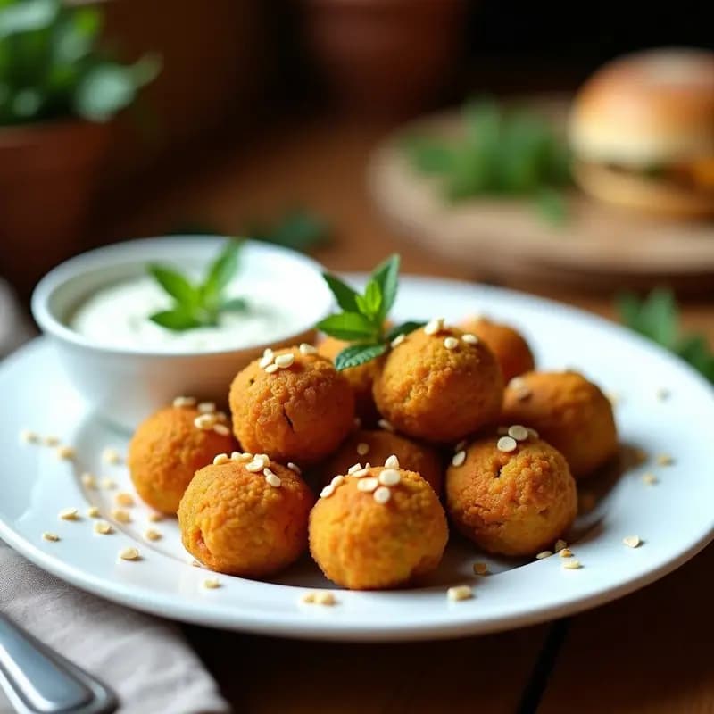 Falafel de Lentejas Coral con Salsa de Yogur y Menta: Receta Egypto-Arabe en Airfryer