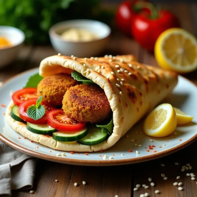 Falafel Libanés de Garbanzos y Hierbas en Pita Integral: Receta Crujiente en Airfryer