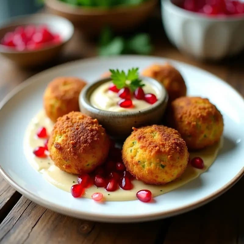 Falafel Libanes Crispy con Salsa de Tahini y Granado: Receta en Airfryer Sin Harina