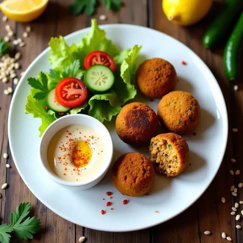 Falafel Libanes con Tahini y Ensalada de Pepino: Receta Vegana en Airfryer con Harina de Garbanzo