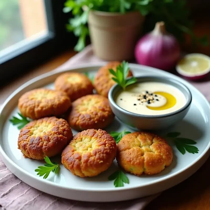 Falafel Libanés al Horno con Tahini de Ajo Negro: Receta Sin Freír y Alta en Proteína