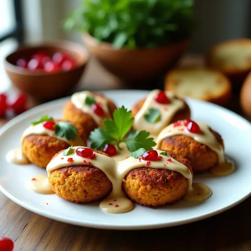 Falafel Estilo Líbano: Croquetas de Garbanzo Crujientes en Airfryer con Tahini