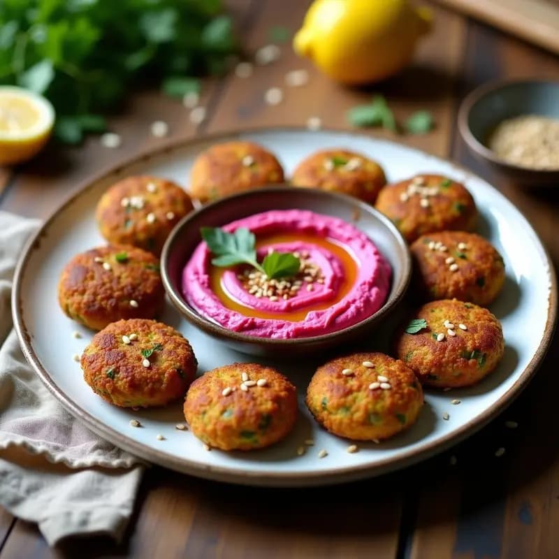 Falafel Palestino con Hummus de Remolacha:Hamburguesas Veganas y Crujientes en Thermomix