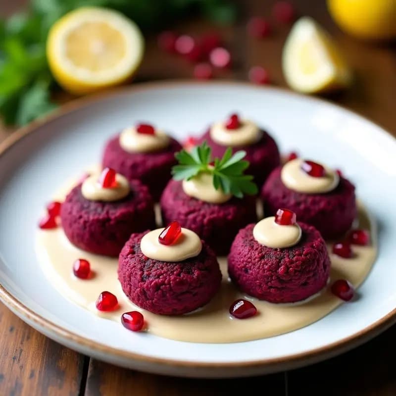 Falafel de Remolacha Morada: Receta en Olla Rápida con Tahini y Granada