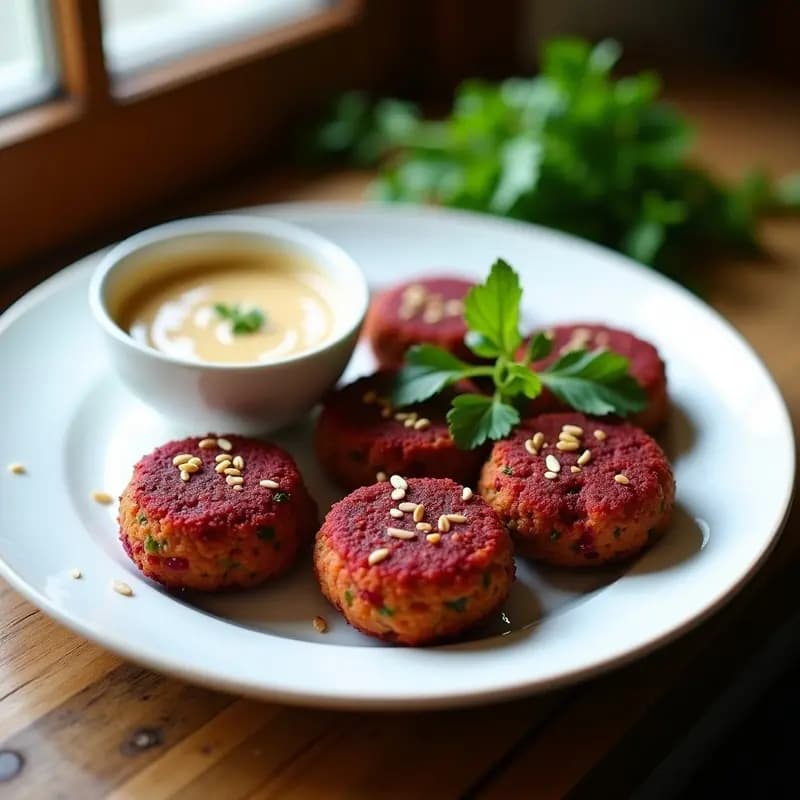 Falafel de Remolacha y Quinoa con Salsa de Tahini: Receta Libanesa Vegana en Airfryer
