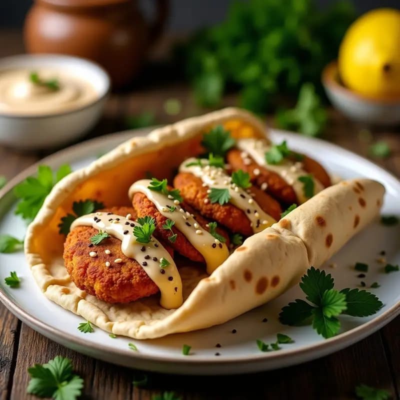 Falasfel con Salsa de Tahini y Pan Pita: Receta Libanesa Crujiente y Especiada