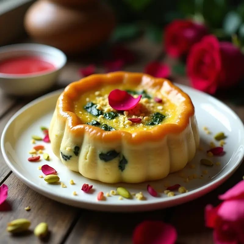 Falguni de Espinacas y Queso Paneer: Postre Indio Dulce y Salado con Hojas de Rosa