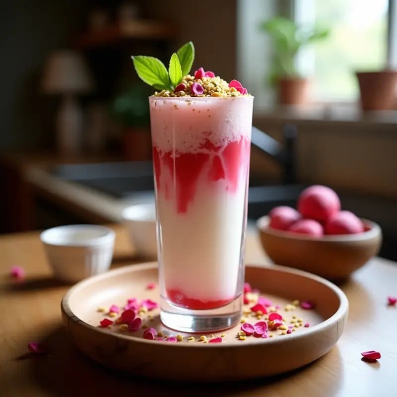 Falooda Persa con Leche de Rosa y Semillas de Chía: Bebida Tradicional y Fresca