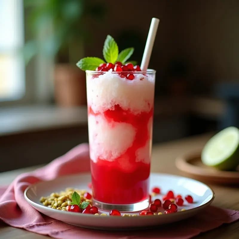 Faloodeh Persa con Limón y Sirope de Granada: Bebida Helada y Refrescante