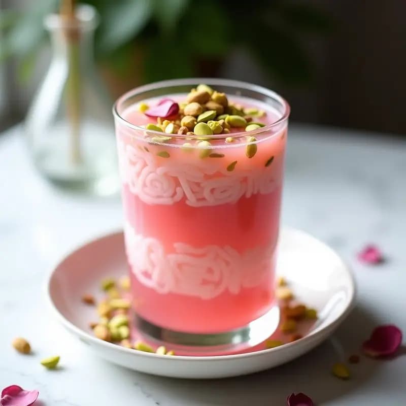 Faludeh Persa con Rosa de Damasco: Postre Iraní Vegano y Sin Azúcar con Agar-Agar