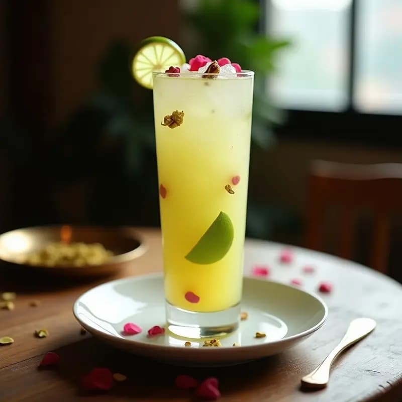 Faludeh con Rosa y Lima: Bebida Persa Refrescante con Fideos de Almidón