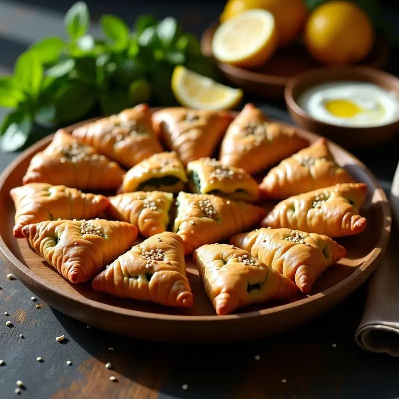 Fatayer Libaneses de Espinaca y Piñones: Aperitivo Árabe Vegano y Crujiente