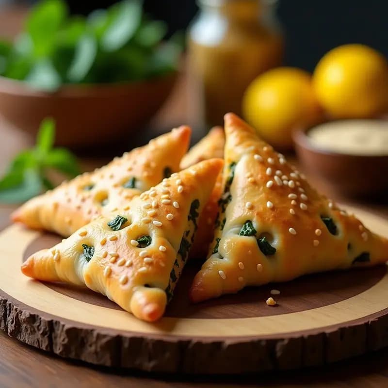 Fatayer Libanés de Espinacas y Limón Confitado: Receta Vegana y Crujiente