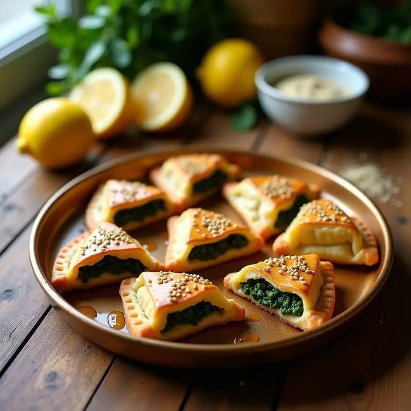 Fatayer de Espinacas y Limón: Receta Libanesa Vegana con Masa de Semola