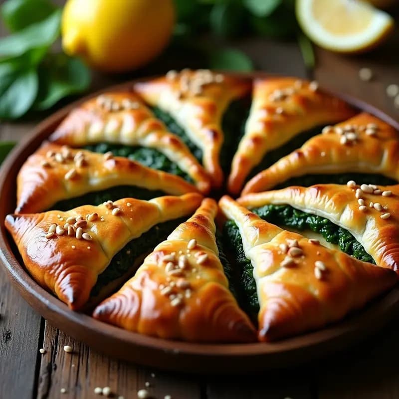 Fatayer de Espinacas y Piñones: Receta Libanesa en Hojas de Massas con Toque Crujiente
