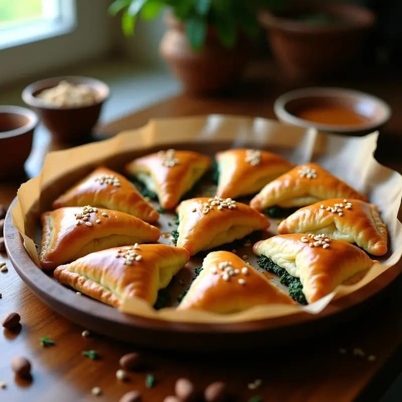 Fatayer de Espinacas y Piñones con Masa de Semolina: Empanadas Libaneses al Horno