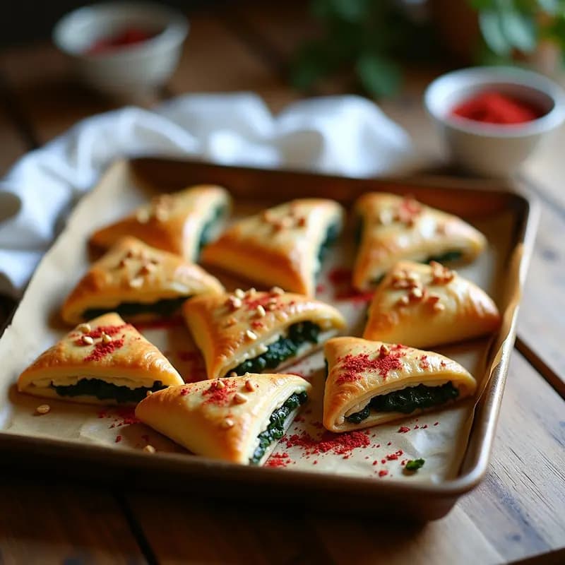 Fatayer de Espinacas y Piñones con Sumac: Entrante Libanés Sin Gluten en Horno