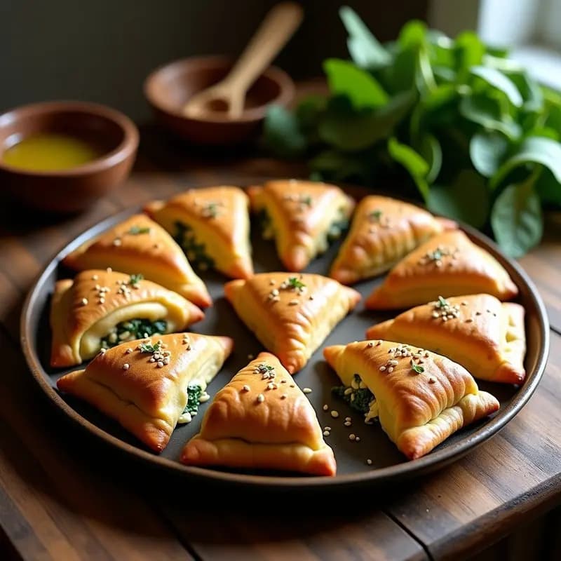 Fatayer de Espinacas y Queso Akkawi: Pastelitos Árabes Crujientes y Salados